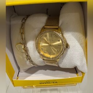 Invicta Women’s Gold Watch and Bracelet